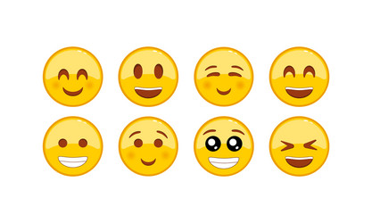 Funny kind emoji icon set smiley emoticons facial vector