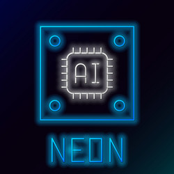 glowing neon line computer processor vector image
