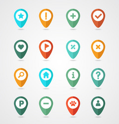 Pin map icon set pointer markers vector