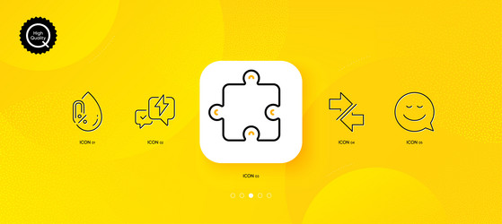 synchronize smile and puzzle minimal line icons vector