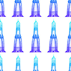 dotwork space rocket seamless pattern vector image
