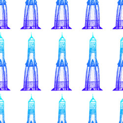 Dotwork space rocket seamless pattern vector