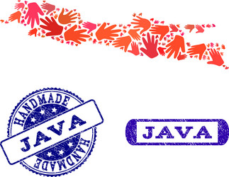 handmade collage of map java island vector