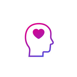 Head with heart logo vector