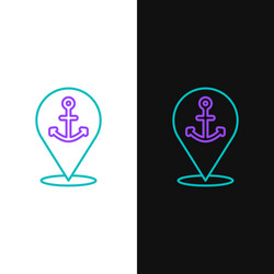 line map pointer with anchor icon isolated vector image