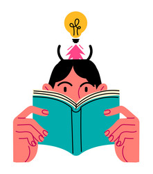 man is reading a book and he has an idea vector image