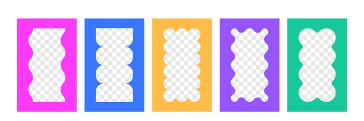 set of rectangle squiggle photo frames color fun vector image