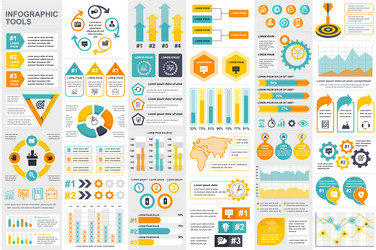 bundle infographic elements data visualization vector