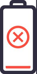 displaying an empty battery with a red cross sign vector image
