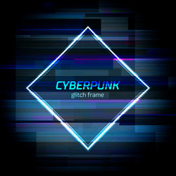 Glitch cyberpunk frame with technology error vector