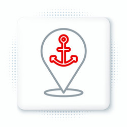 line map pointer with anchor icon isolated vector image