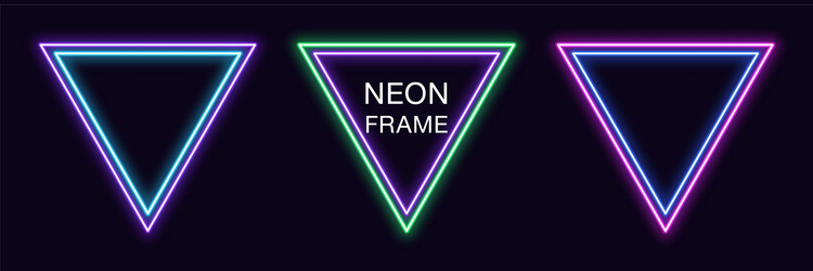 Neon triangle frame set triangular border vector