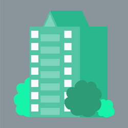 A modern multi-storey building with complex vector