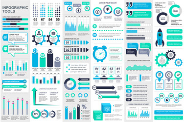 bundle infographic elements data visualization vector