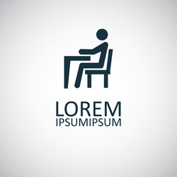 man sitting at desk icon simple flat element vector image