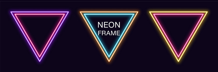 Neon triangle frame set triangular border vector