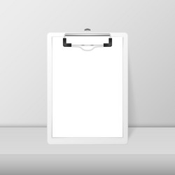 Realistic White Clipboard with Paper Vector Image