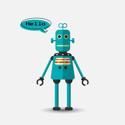Retro vintage funny robot icon in flat vector