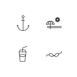 summer linear icons set simple outline vector image