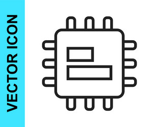 black line computer processor with microcircuits vector image