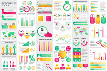 Bundle infographic elements data visualization vector