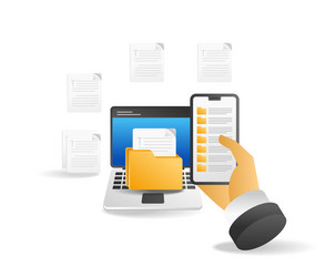 businessman working with computer and document vector image