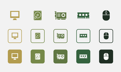 monitor hard drive gpu ram computer mouse vector image