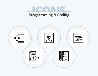 programming and coding line icon pack 5 vector image