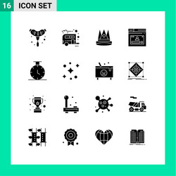 User interface pack 16 basic solid glyphs vector