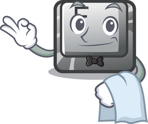 waiter button f installed on cartoon computer vector