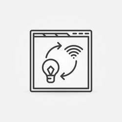 web browser with light bulb and wifi outline icon vector image