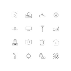 Internet security linear thin icons set outlined vector