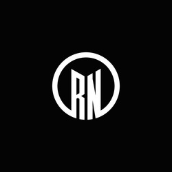 rn monogram logo isolated with a rotating circle vector image