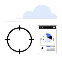 data analysis on mobile device with target focus vector image