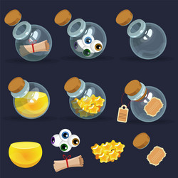 Game icon magic elixir bottle and content options vector