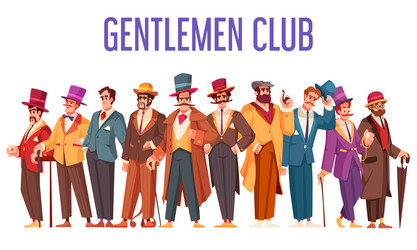 Gentlemen cartoon poster Royalty Free Vector Image