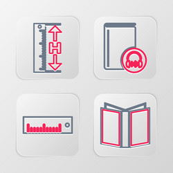 set line open book ruler audio and measuring vector image