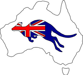 Flag of australia with kangaroo Royalty Free Vector Image