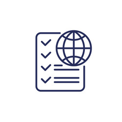 Checklist with globe line icon vector