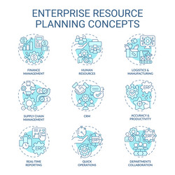 Customizable icons representing erp concepts vector