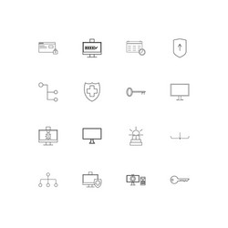 internet security linear thin icons set outlined vector