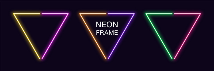 neon triangle frame set triangular border vector image