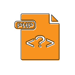 Orange php file document download button icon vector