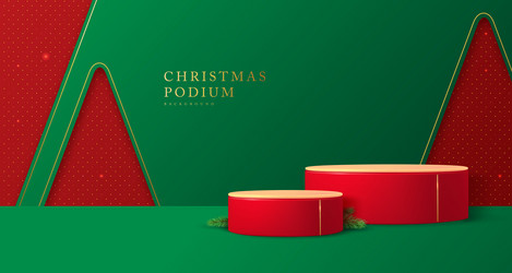 christmas showcase background with 3d podium vector image