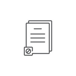 document icon with not allowed sign color line vector image