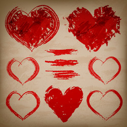 Hand Drawn Heart Sketch Set Vector Image