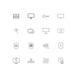 internet security linear thin icons set outlined vector image