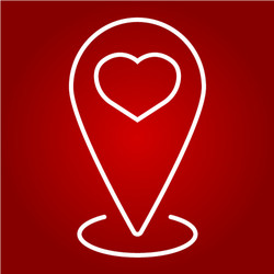 Map pointer with heart line icon valentines day vector