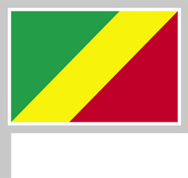 republic congo flag on flagpole icon vector