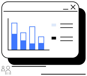 data visualization on website interface with bar vector image